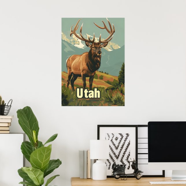 Póster Utah Elk (Oficina en casa)