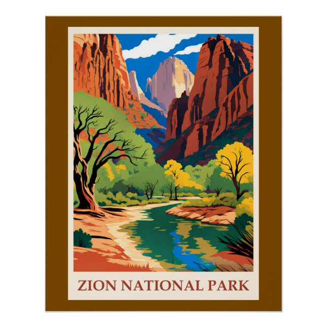 Póster Utah - Parque nacional de Zion (Anverso)