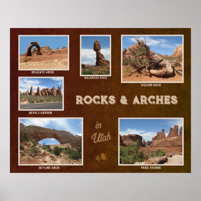 Póster Utah: Rocas y Arcos (Frente)