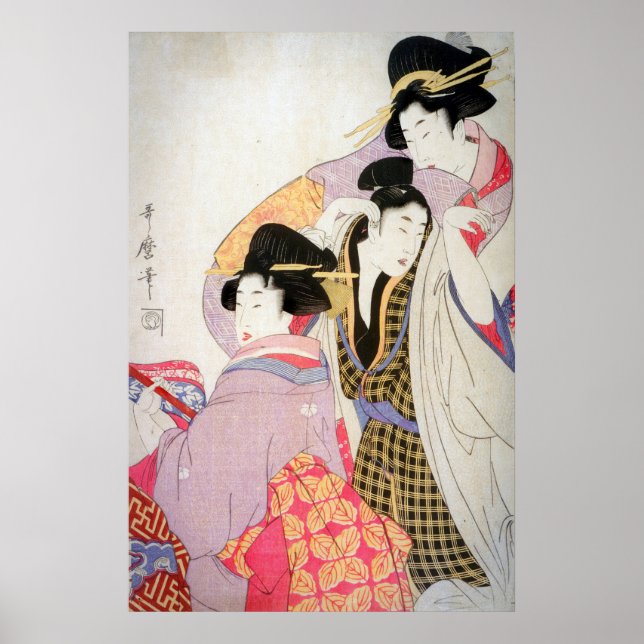 Póster Utamaro Geishas with Tipsy Client (Frente)