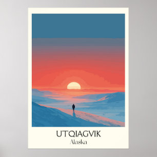 Póster Utqiagvik Alaska Paisaje Atardecer Ártico