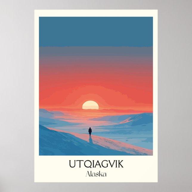 Póster Utqiagvik Alaska Paisaje Atardecer Ártico (Frente)