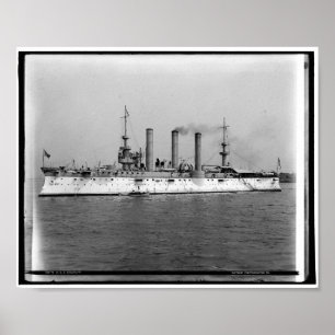 Póster UU. Brooklyn, Cruiser, Warship c1900 Vintage