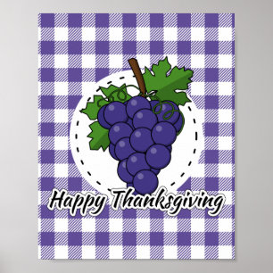 Póster Uva sobre la pasta violeta - Feliz día de gracias