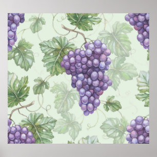 Póster Uvas Acuarela, Patrón de infiltración de fruta.