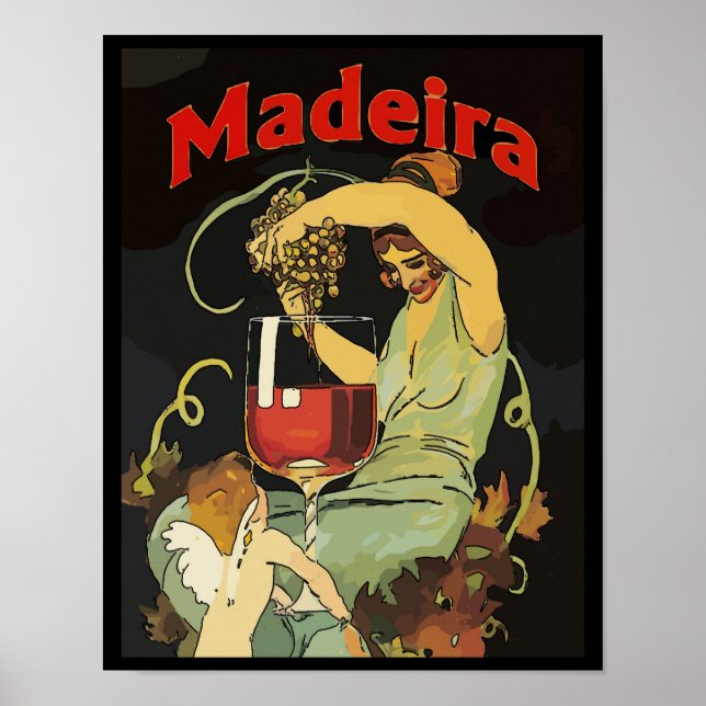 Póster Uvas de Madeira de Portugal, vino (Frente)
