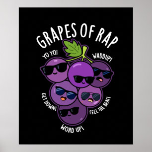 Póster Uvas De Rap Fruit Funny Pun Dark BG