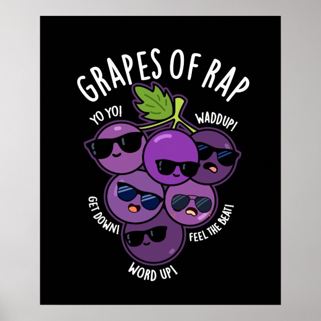 Póster Uvas De Rap Fruit Funny Pun Dark BG (Frente)