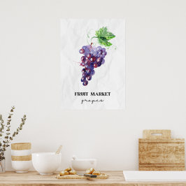 Póster Uvas del mercado de frutas