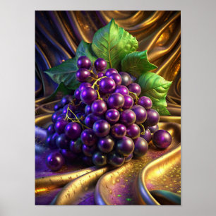 Póster "Uvas en oro"