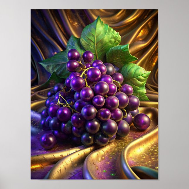 Póster "Uvas en oro" (Frente)