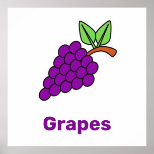 Póster Uvas moradas con palabras poster