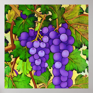 Póster Uvas moradas en una uva