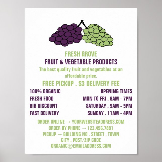 Póster Uvas, publicidad de Greengroers (Frente)