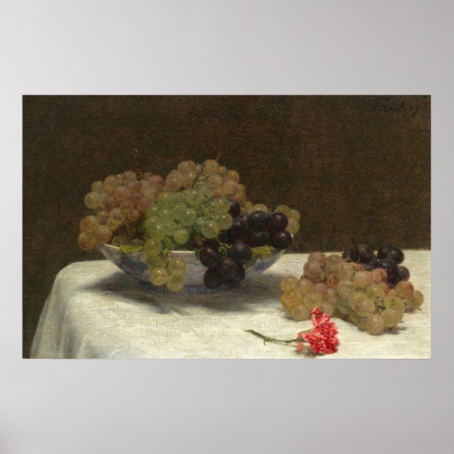 Póster Uvas y clavel - Bella Artes Henri Fantin-Latour (Frente)