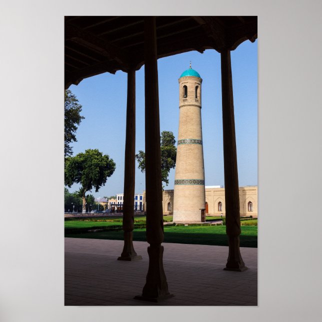 Póster Uzbekistán, Kokand - El minarete de la Mezquita de (Frente)