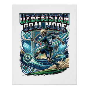 Póster Uzbekistán Modo Gol Esqueleto Delantero Naciones C