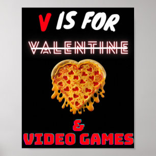 Póster V Day es para Pizza y Amantes de Videojuegos Boy M