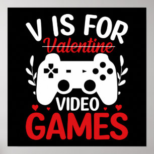 Póster V es para juegos de video con San Valentín cruzado