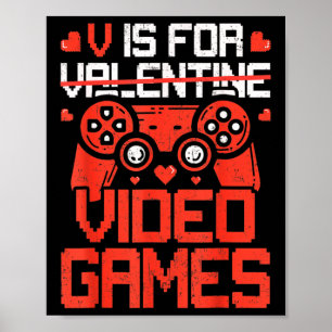 Póster V Es Para Juegos Divertidos De Video Para El Día D