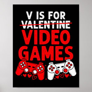 Póster V Es Para San Valentín De Juegos De Video Divertid