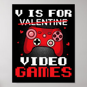 Póster V Es Para Valentine Video Gamer Valentines Para Ni