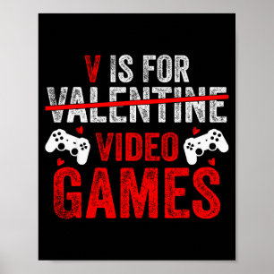 Póster V Es Para Video Juegos Divertido San Valentín Juga