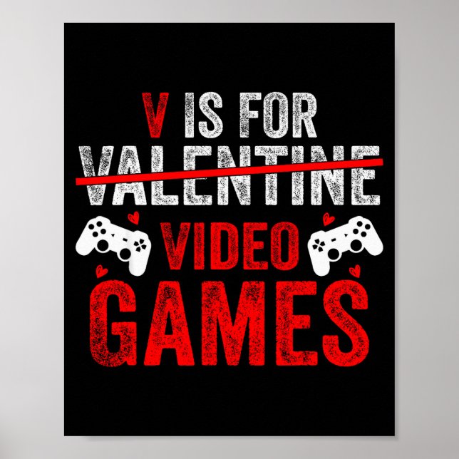 Póster V Es Para Video Juegos Divertido San Valentín Juga (Frente)