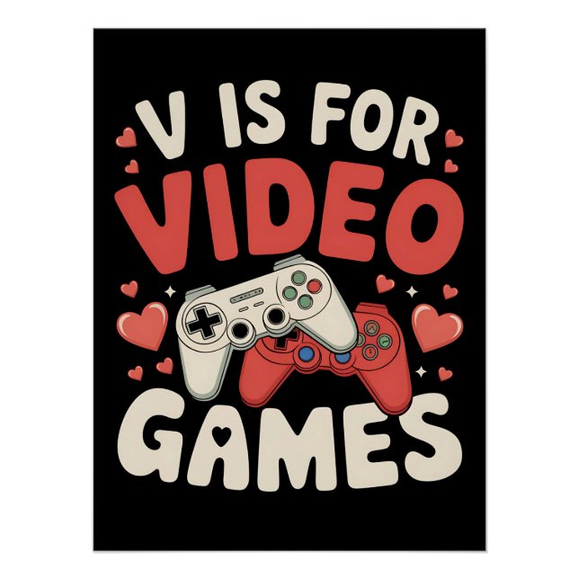 Póster V Es Para Videojuegos Divertidos Día de San Valent (Anverso)