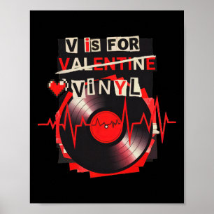 Póster V Es Para Vinilo Divertido San Valentín Disco De V