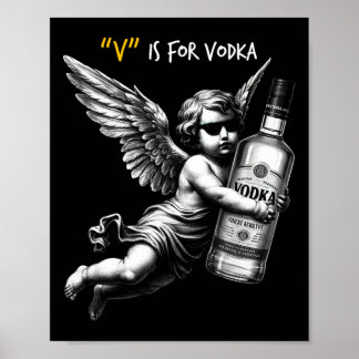 Póster V Es Por Vodka Cupido Es Estúpido Y Borracho Anti 