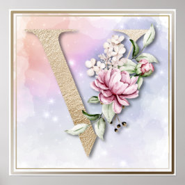 Póster V Monograma Rosa Rosa