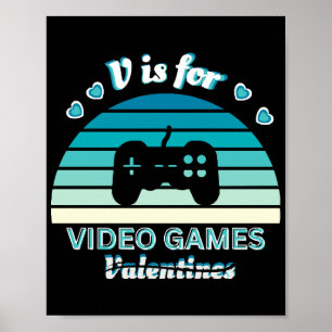 Póster V para Videojuegos No San Valentín - Gracioso Retr