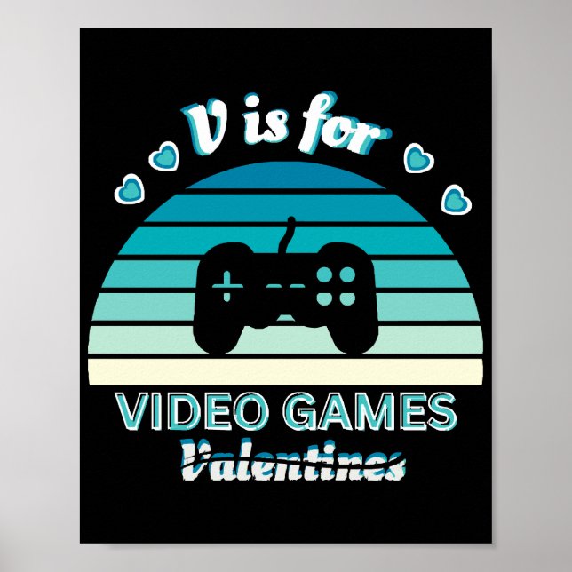 Póster V por Videojuegos No por San Valentín - Divertido  (Frente)