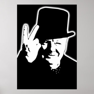 Póster V signo Victoria V 1943 WII Winston Churchill