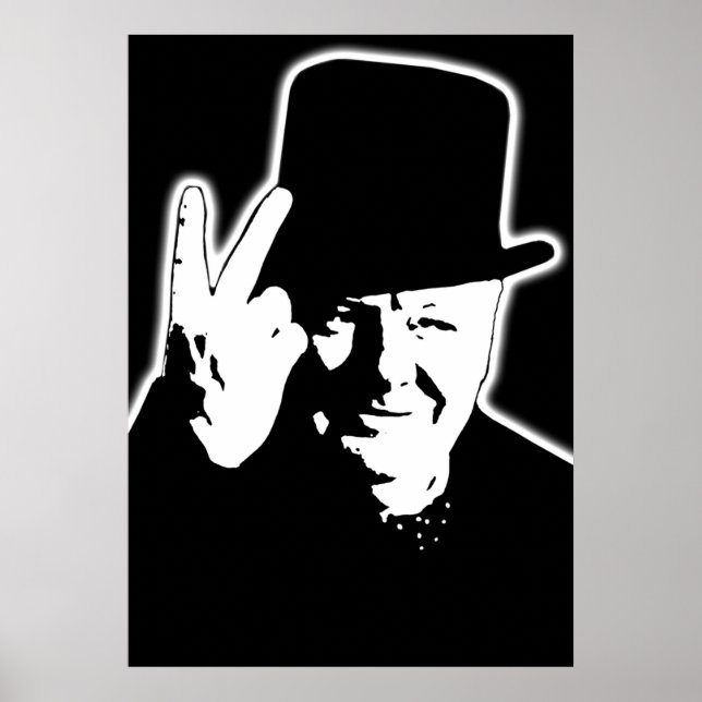 Póster V signo Victoria V 1943 WII Winston Churchill (Frente)