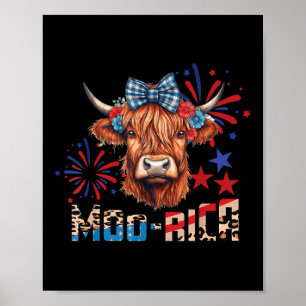 Póster Vaca altlandesa Moo-rica 4 de julio Día de los Caí
