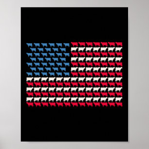 Póster Vaca bandera americana novilla EEUU 4 de julio gra