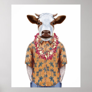 Póster Vaca Camisas de Hawái