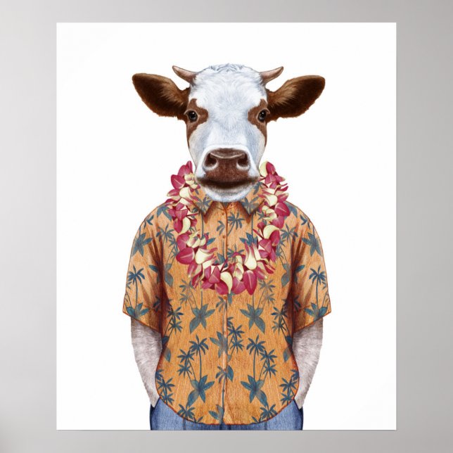 Póster Vaca Camisas de Hawái (Frente)