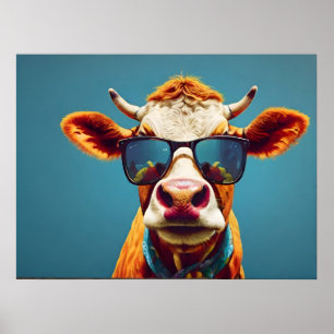 Póster Vaca con gafas de sol