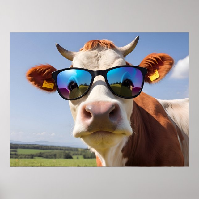 Póster Vaca con gafas de sol (Frente)