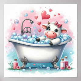 Póster Vaca de baño de burbujas