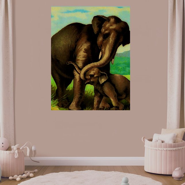 Póster Vaca de elefante con su ternera (Subido por el creador)