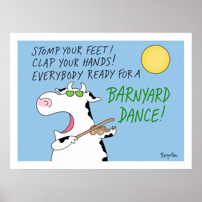 Póster Vaca de fiesta de Barnyard por Sandra Boynton (Frente)