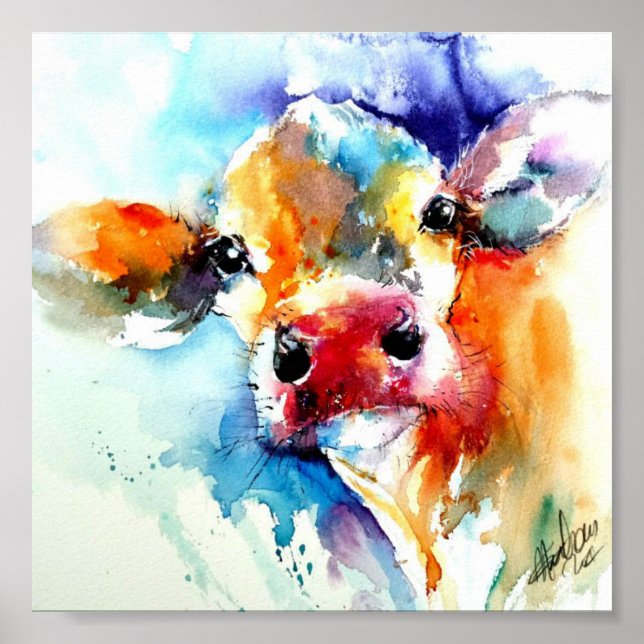 Póster Vaca de granja por Natalie Graham (Frente)