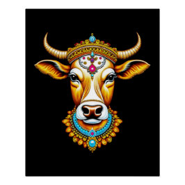 Póster Vaca decorada de Pongal