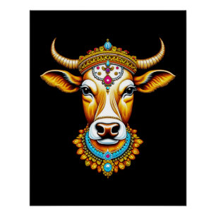 Póster Vaca decorada de Pongal