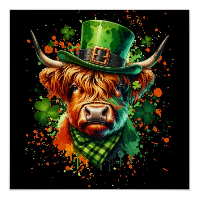 Póster Vaca del Día de San Patricio (Anverso)