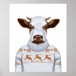 Póster Vaca del suéter del navidad